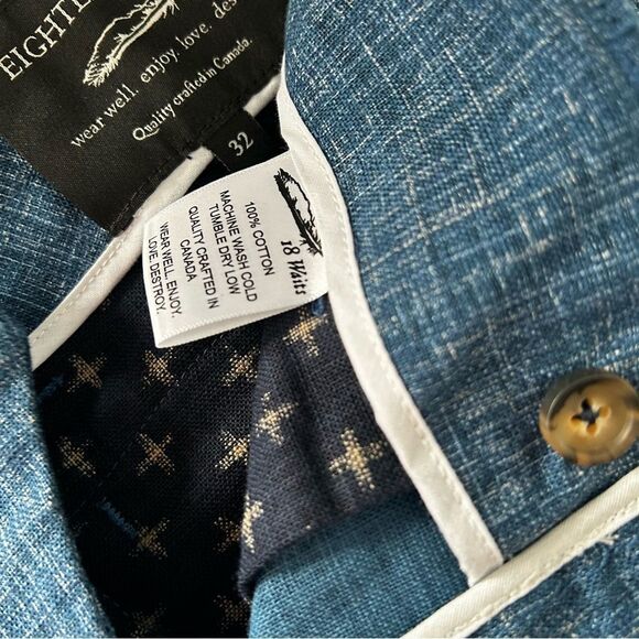 18 WAITS Men's Signature Shorts Denim Blue color - Picture 7 of 11